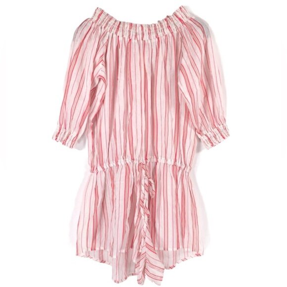 NWT Everjey REVOLVE Romper worn on/off shoulders Sheer Striped Cotton Size S/P